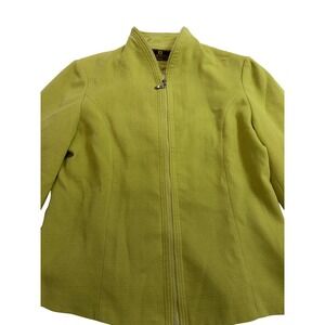 Fendi Maglie Italy 100% Cashmere VTG Full Zip Jacket Lime Green Chartreuse